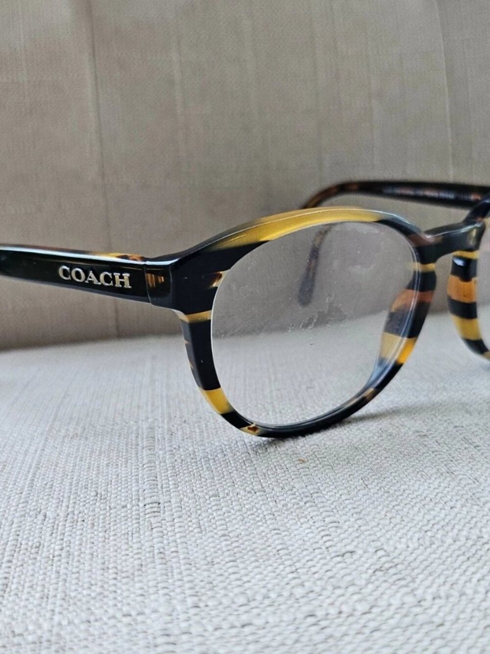 Coach Women Eyeglasses/Glasses Frame HC6102 BLK AMBER GLTR Vasity Stripe Frame - Picture 4 of 12